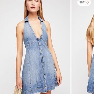 Free People NWOT Denim Halter Dress